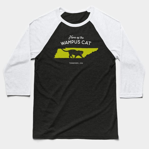 Home of the Wampus Cat - Tennessee, USA Cryptid Baseball T-Shirt by Strangeology